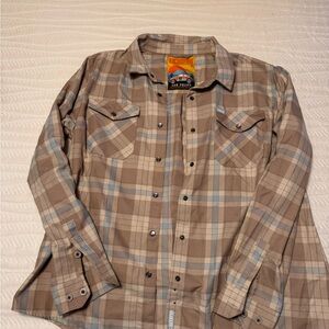 DIXXON Tan and Gray Plaid Button-Down Shirt